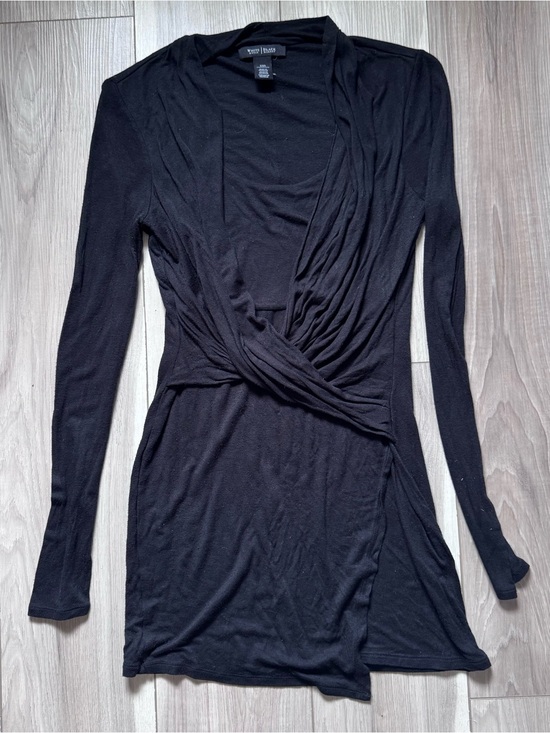 White House Black Market Tops - White House Black Market Black Knit long sleeve Top asymmetrical tunic